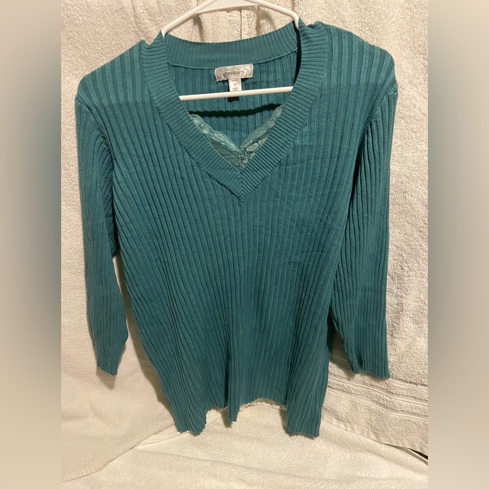 Dressbarn Woman 3x Teal Sweater lace top